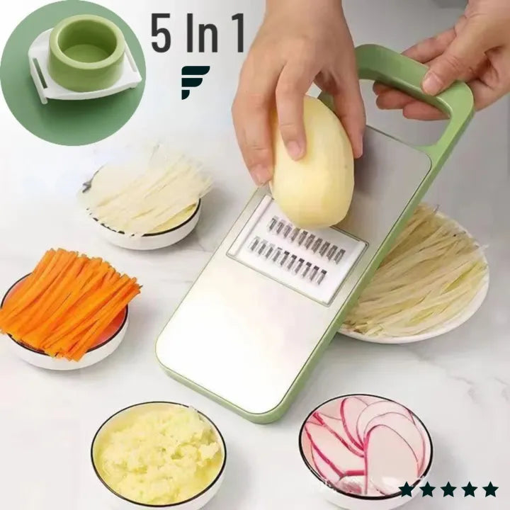 5-in-1 Vegetable & Fruit Slicer – Multifunctional Cutter with Changeable Blades