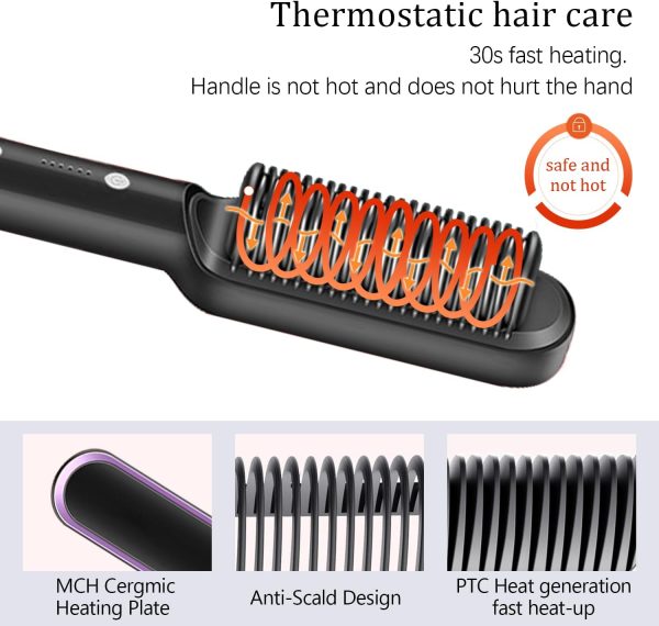 Multifunctional Hair Straightener Brush Heated Brushes Ceramic Anti-scald Hair Straightening Hot Comb Hair Care Fast Heating