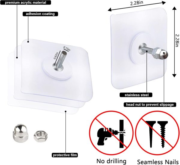 10-pcs Self-adhesive Wall Screws And Hanging Nails – Heavy-duty Adhesive Wall Mount Hooks For Home And Office Use – No Drilling, Easy Installation For Hanging Frames, Keys, Towels, And More