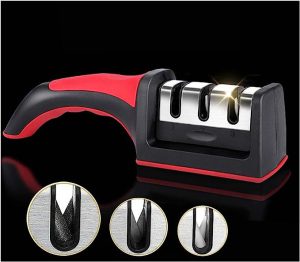 3-in-1 Knife Sharpener With Fruit And Meat Knife Peeler.3-stage Diamond Coated Knife Sharpener,kitchen Helper Three-piece Knife Sharpener Set With A Knife Ceramic Peeler