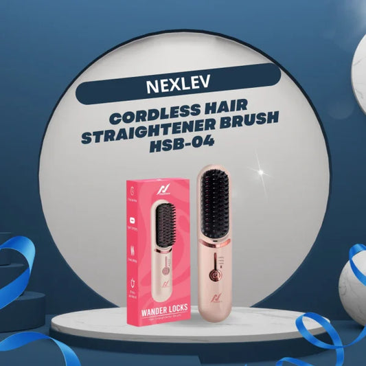 Nexlev HSB-04 Cordless Hair Straightener Brush – Compact, Portable & Perfect for On-the-Go Styling