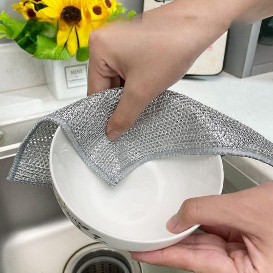 Heavy-Duty Wire Dish Scrubber | Ultra-Durable Kitchen Cleaning Rags for Dishes, Pots & Pans | 10-Pack Reusable Metal Scrubbing Cloths